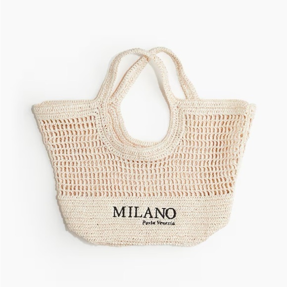 Milano Beige Crochet Tote Bag - Picture 1 of 4